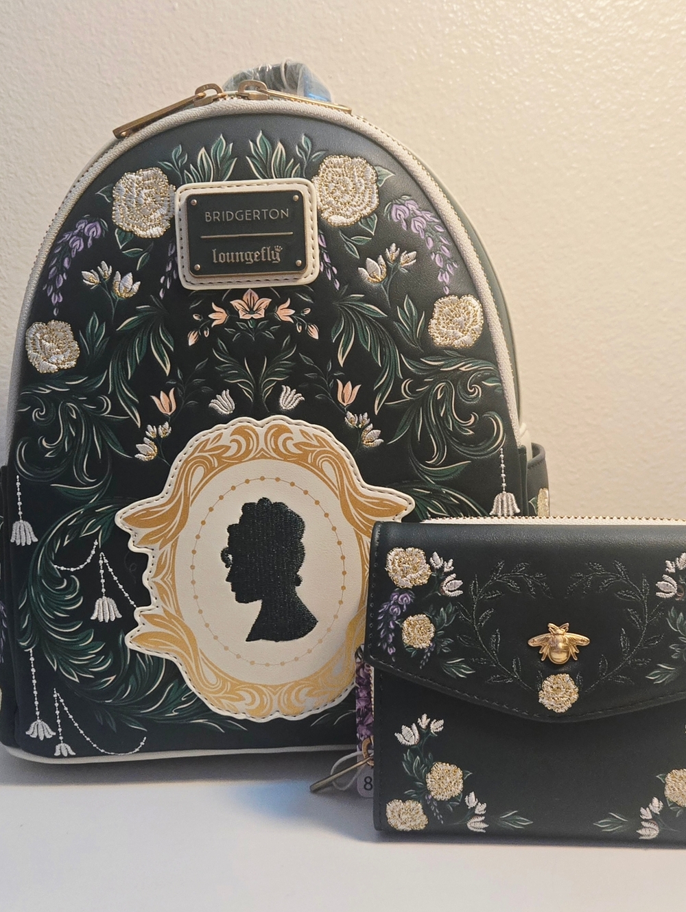Loungefly Bridgerton Silhouette Floral Mini Backpack Matching Zip Around Wallet